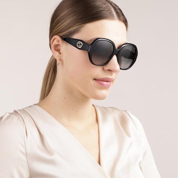 Gucci GG0796S 001 Women Square Sunglasses - Black / Grey main image 7